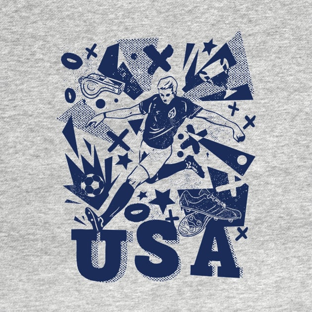 Vintage United States Soccer Player 2022 Grunge Football by SLAG_Creative